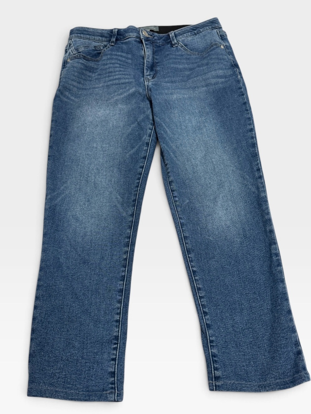 Wit & Wisdom Size 12 Straight Leg Stretch Denim Jeans Blue Ankle Length